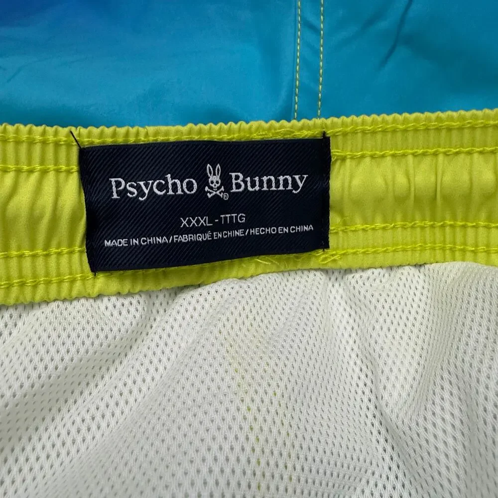 Psycho Bunny Swim Trunks Mens 3XL XXXL Malta Ombre Hydrochromic Lined Blue